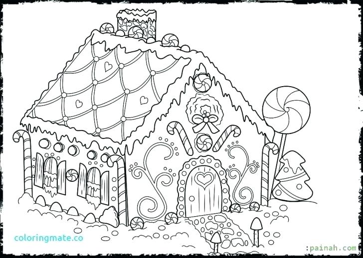 728x518 hansel and gretel coloring - Candy House Drawing