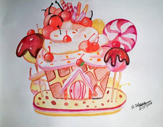 550x430 Candy House, Painting - Candy House Drawing