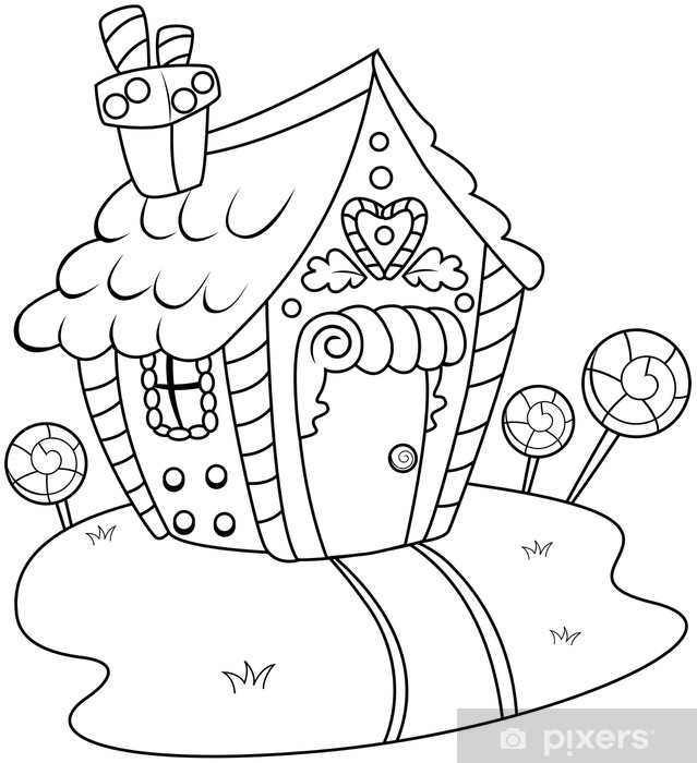 639x700 Line Art Candy House Wall Mural We Live To Change - Candy House Drawing