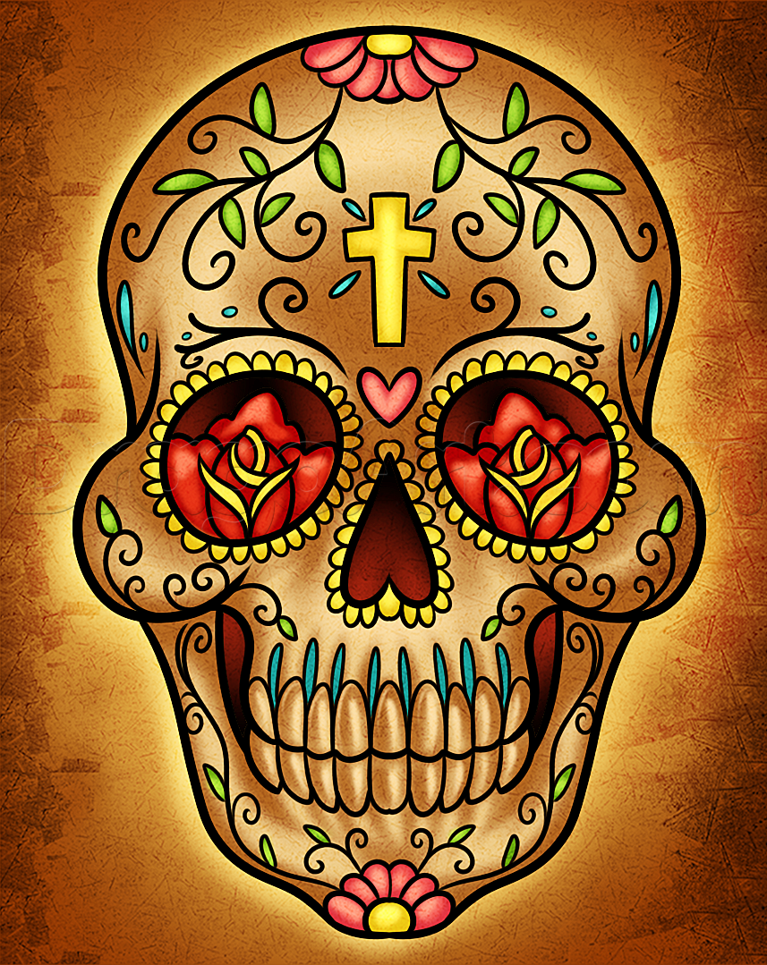 857x1079 How To Draw A Candy Skull, Step - Candy Skull Drawing