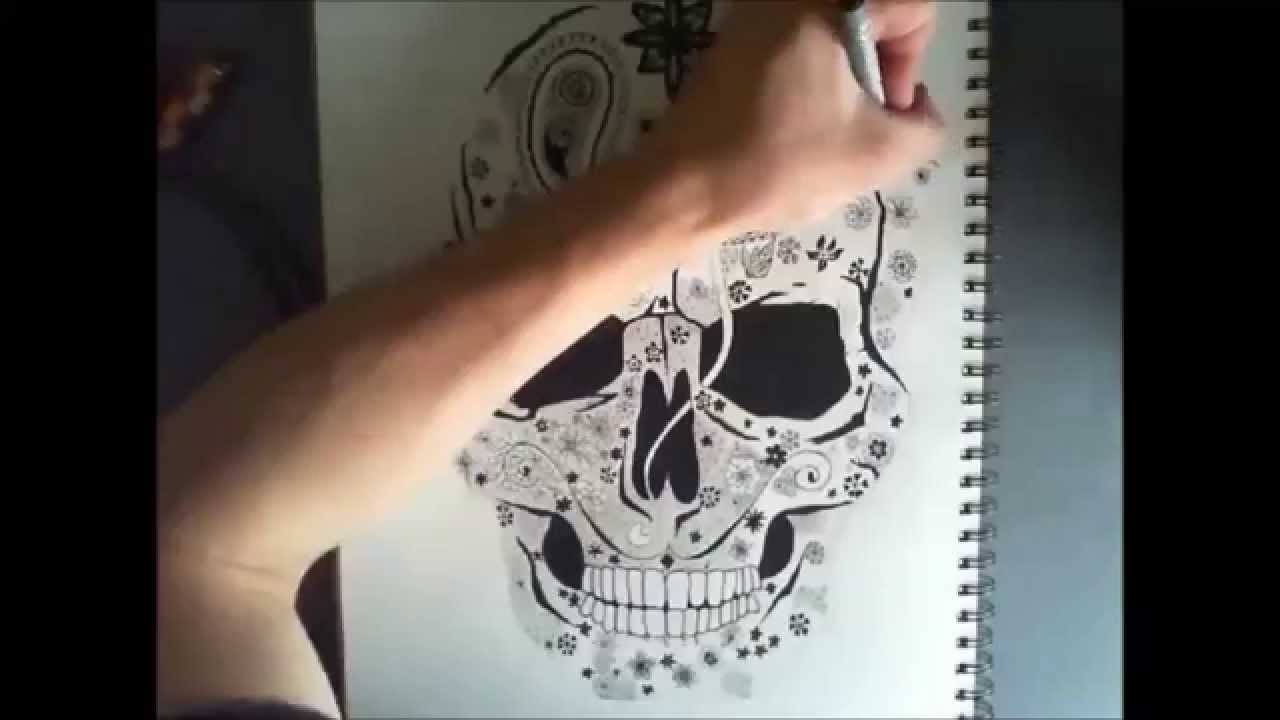 1280x720 Skull Drawing Sugar Skull - Candy Skull Drawing