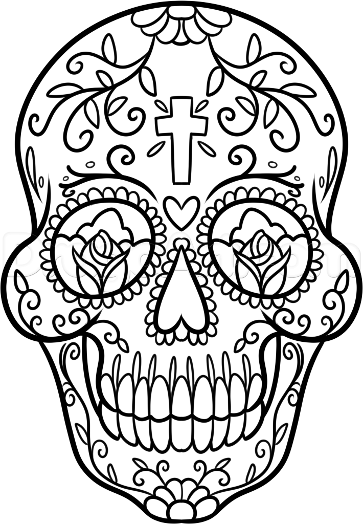 710x1024 Skull Art Drawings - Candy Skull Drawing