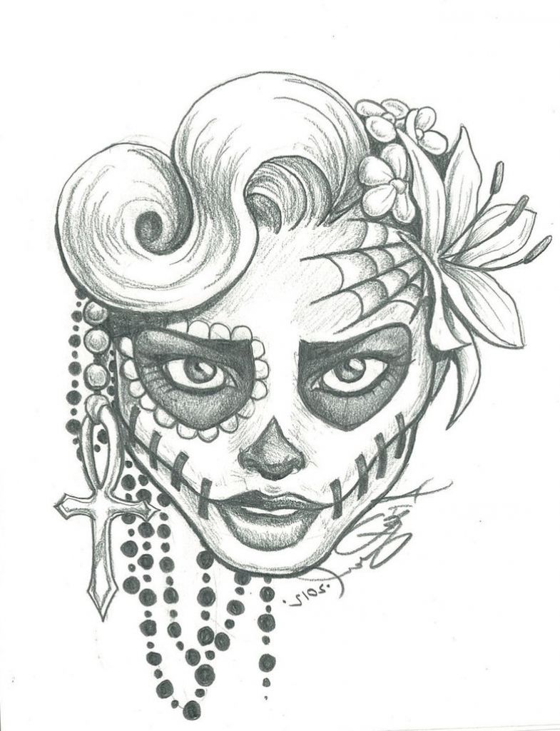 785x1024 Drawing A Sugar Skull Easy Candy Skull Drawings Drawing Artisan - Candy Skull Drawing