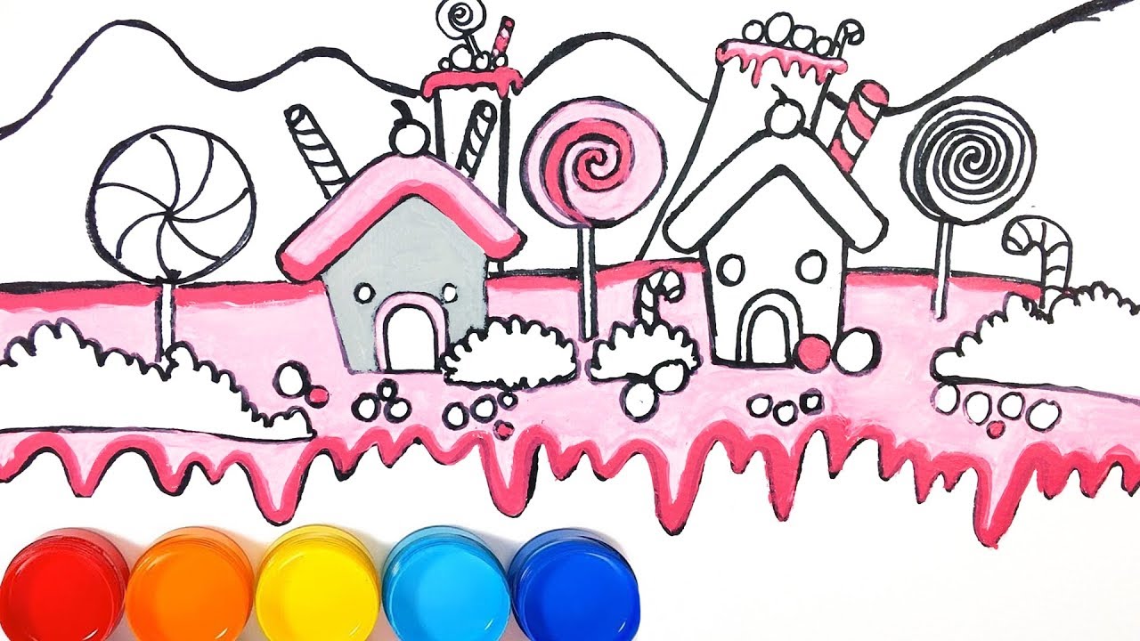 1280x720 candy land drawing and coloring how to draw candy house - Candyland Drawing