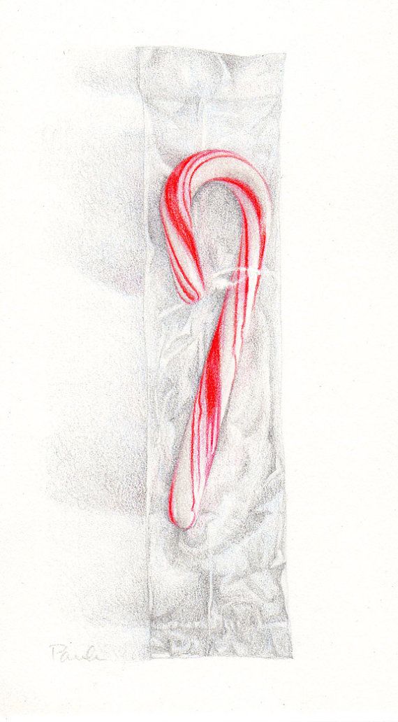 570x1032 candy cane original colored pencil drawing candy art food - Cane Drawings