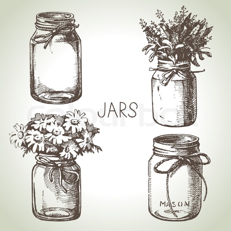 800x800 rustic, mason and canning jars hand stock vector colourbox - Canning Jar Drawing