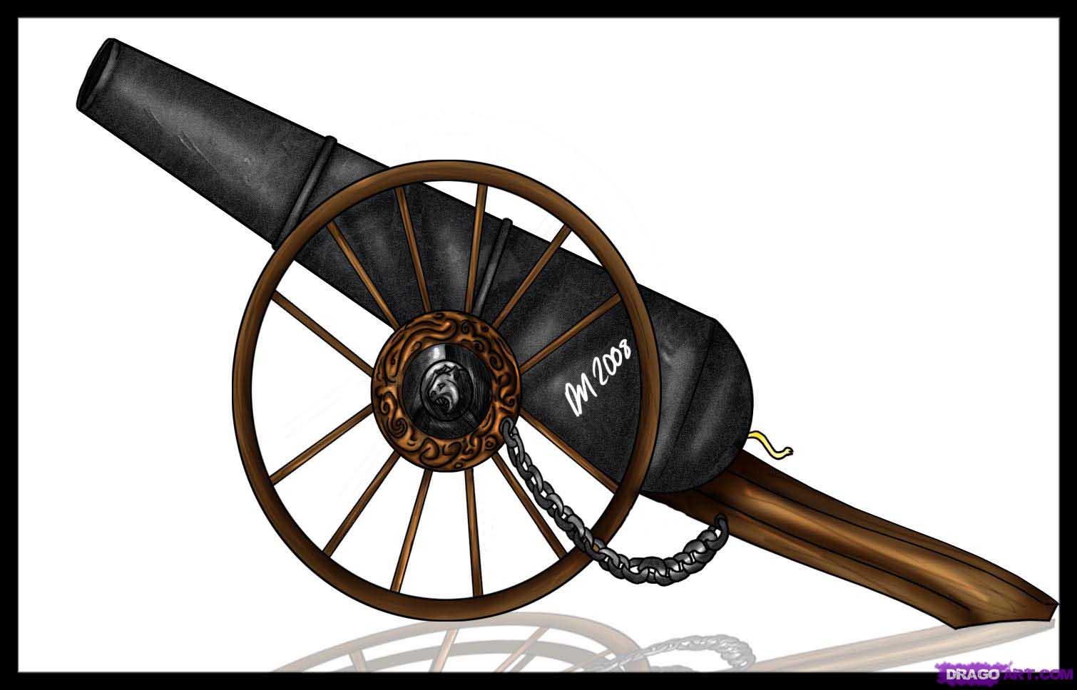 1510x968 how to draw a cannon, step - Cannon Drawing
