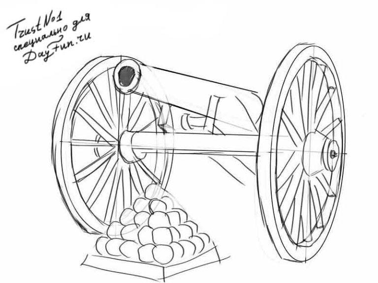 768x576 how to draw cannon step - Cannon Drawing