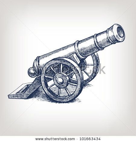 450x470 vector ancient cannon vintage ink engraving illustration arm - Cannon Drawing