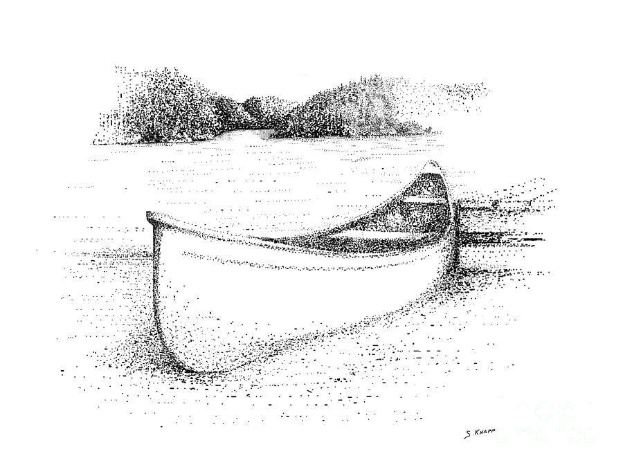 900x675 canoe on the beach drawing - Canoe Drawing