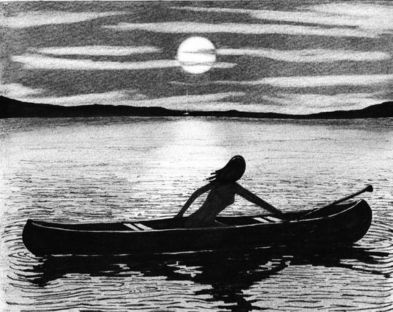 570x452 sophia canoe drawing etsy - Canoe Drawing
