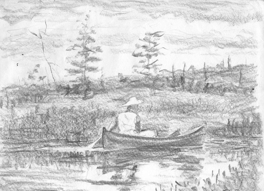 900x651 the blue canoe drawing - Canoe Drawing