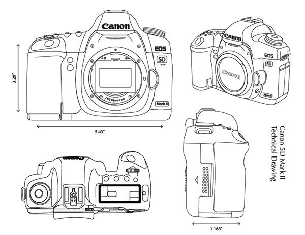 600x464 technical drawing canon mark ii on behance - Canon Drawing