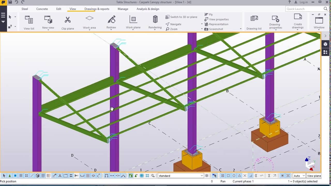 1280x720 car park canopy structure modelling in tekla structures - Canopy Drawings
