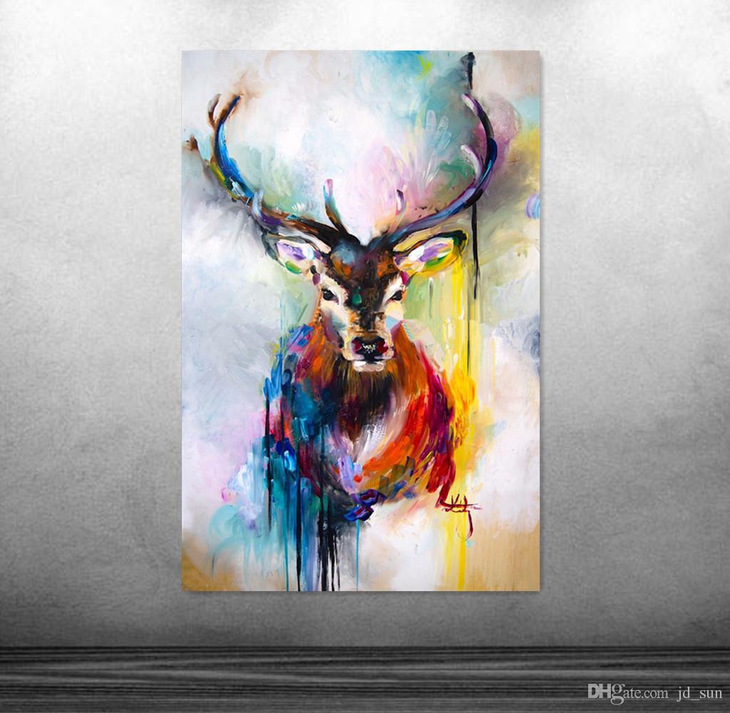 1024x1000 Nordic Christmas Decorations Colored Drawing Deer Oil - Canvas Drawing