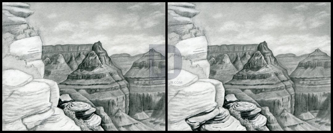 1080x433 How To Draw The Grand Canyon, Grand Canyon, Step - Canyon Drawing