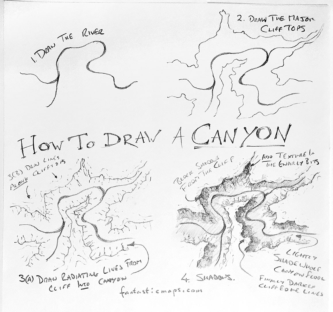 1158x1085 How To Map A Large Canyon - Canyon Drawing