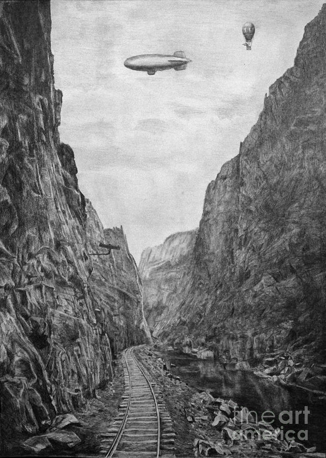 641x900 Canyon Railroad Drawing - Canyon Drawing