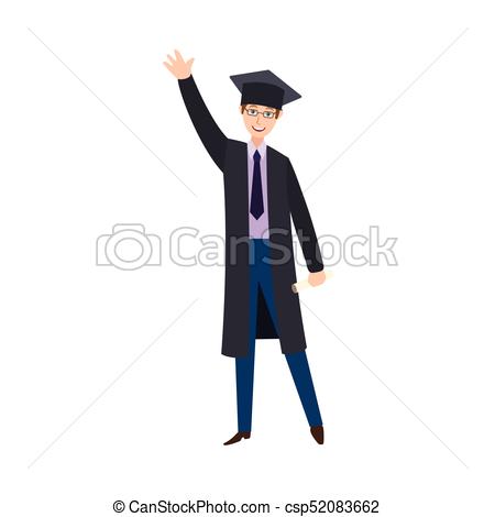 450x470 vector flat boy graduate in gown, cap vector flat male college - Cap And Gown Drawing