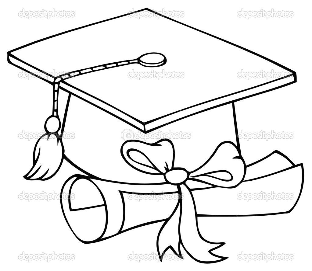 1023x891 How To Draw A Graduation Cap - Cap And Gown Drawing