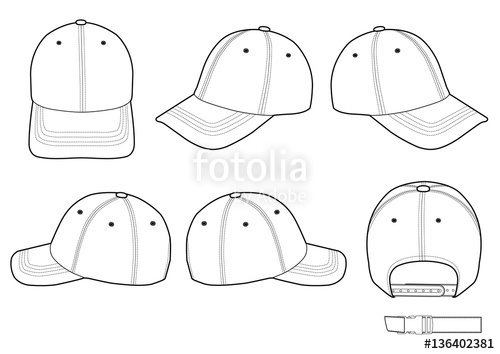 500x354 baseball cap fashion flat technical drawing template stock image - Cap Drawing