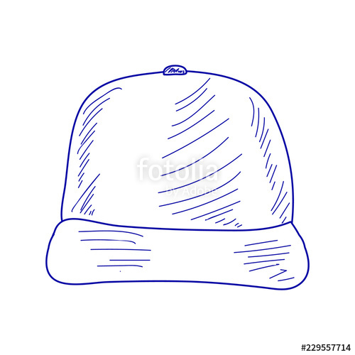 500x500 Blue Sketch Baseball Cap Stock Image And Royalty Free Vector - Cap Drawing Images