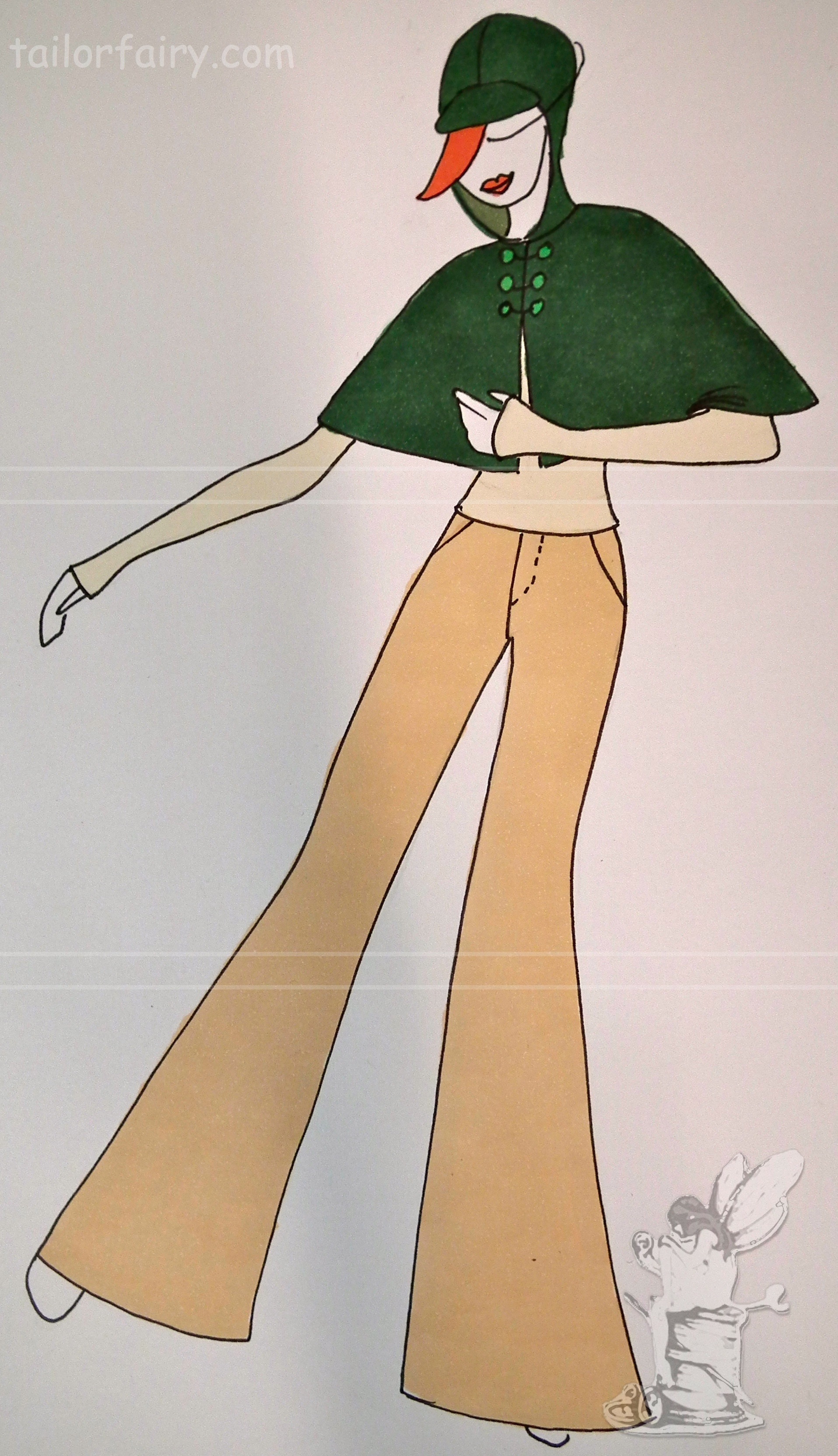 1915x3327 little green rain cape drawing tailorfairy - Cape Drawing