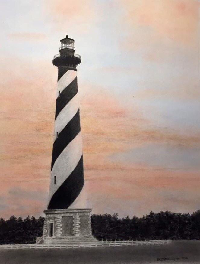 663x873 the bodie island and cape hatteras collection bruce tarkington - Cape Hatteras Lighthouse Drawing
