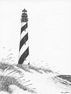 227x300 Lighthouse Coloring Pages - Cape Hatteras Lighthouse Drawing