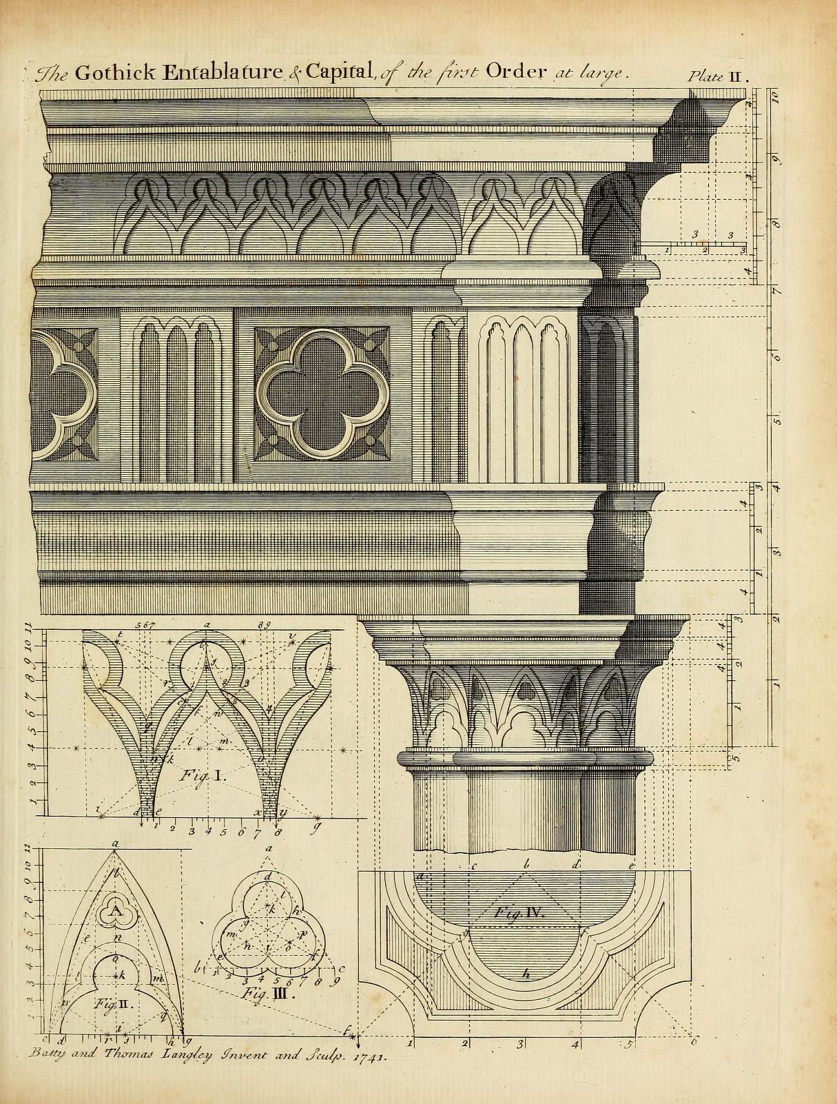 1215x1602 gothic order drawing for entablature and capital to the trade - Capital Drawing