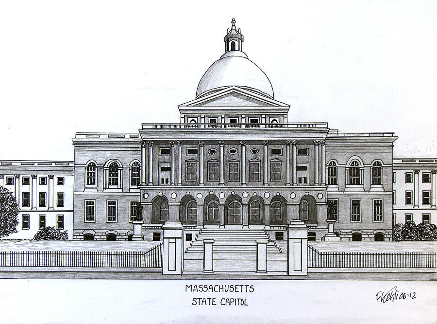 900x666 Massachusetts State Capitol Drawing - Capitol Building Drawing