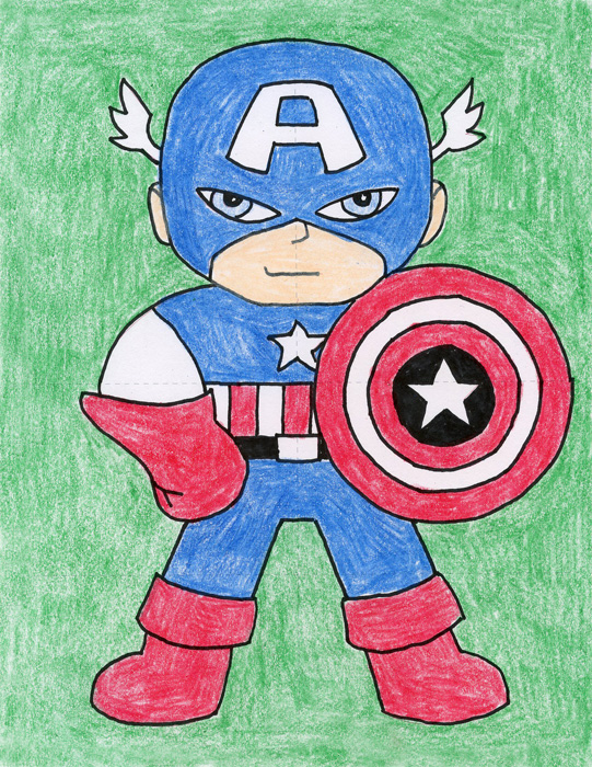 541x700 draw captain america art projects for kids - Captain America Cartoon Drawing