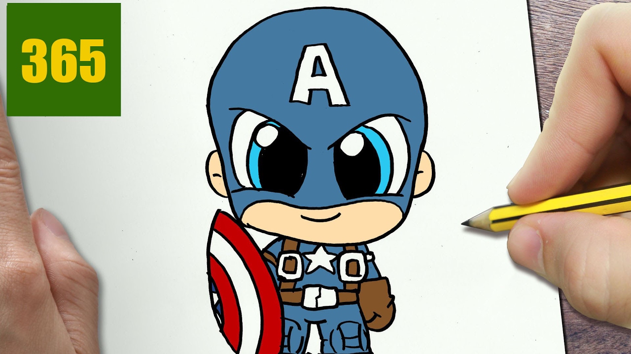 1280x720 how to draw a captain america cute, easy step - Captain America Cartoon Drawing