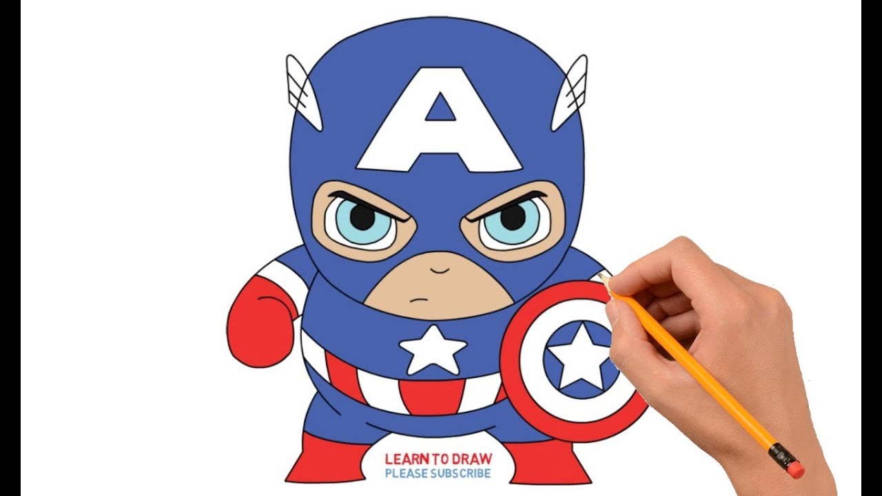 1280x720 how to draw cartoon mini captain america step - Captain America Cartoon Drawing