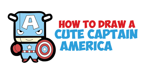500x248 how to draw cute captain america in chibi kawaii style - Captain America Cartoon Drawing