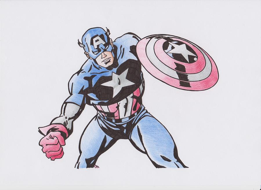 900x655 captain america drawing - Captain America Drawing