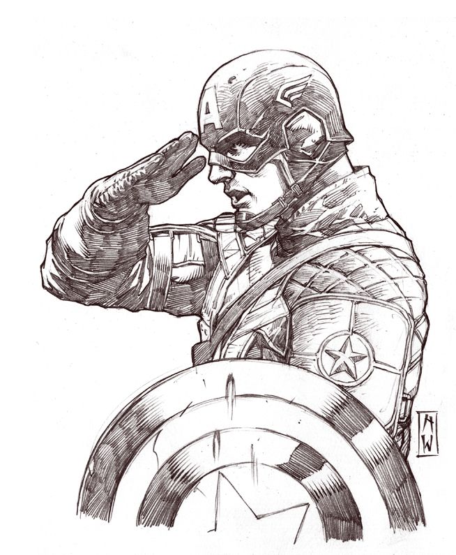 654x795 captain america sketch - Captain America Drawing