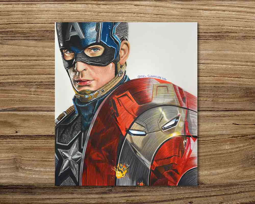 1000x800 captain america vs iron man drawing print isabel giannuzzi - Captain America Drawing