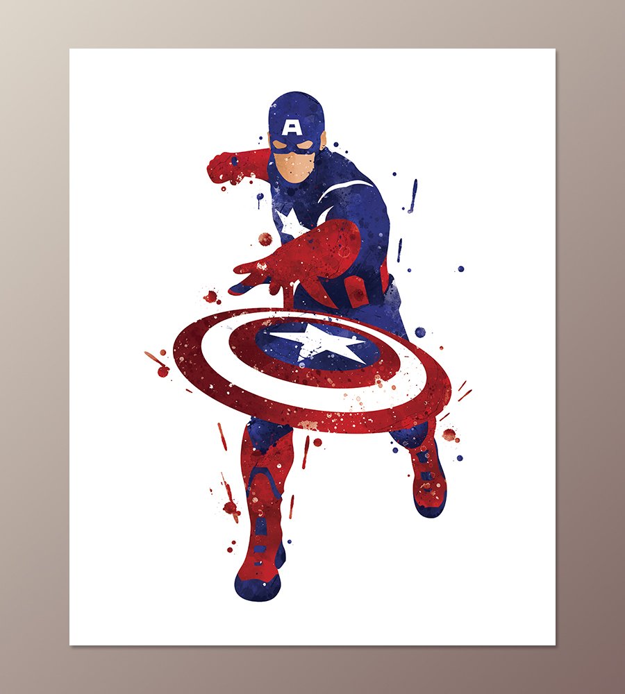 900x1000 captain america poster inspired watercolor - Captain America Drawing