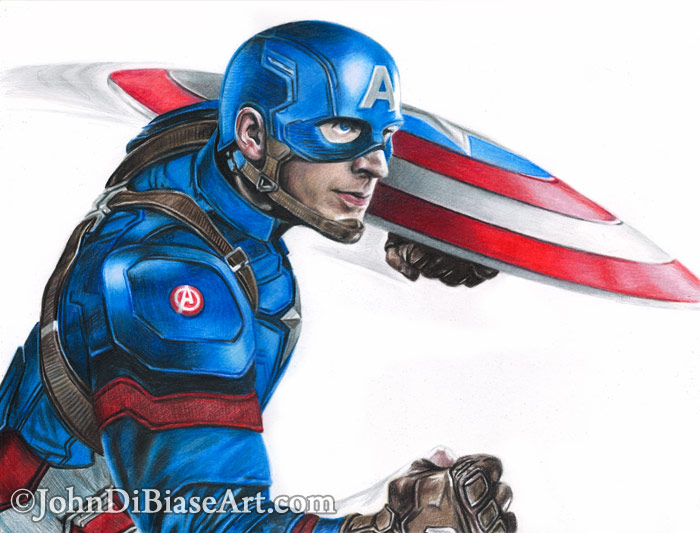 700x533 colored pencil captain america drawing - Captain America Drawing