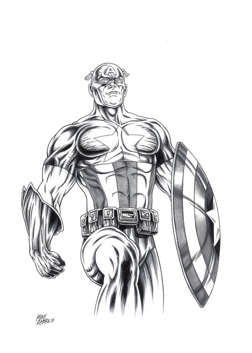 499x700 ratera, mike - Captain America Drawing
