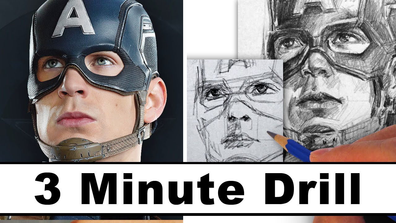 1280x720 how to draw captain america in minutes - Captain America Face Drawing