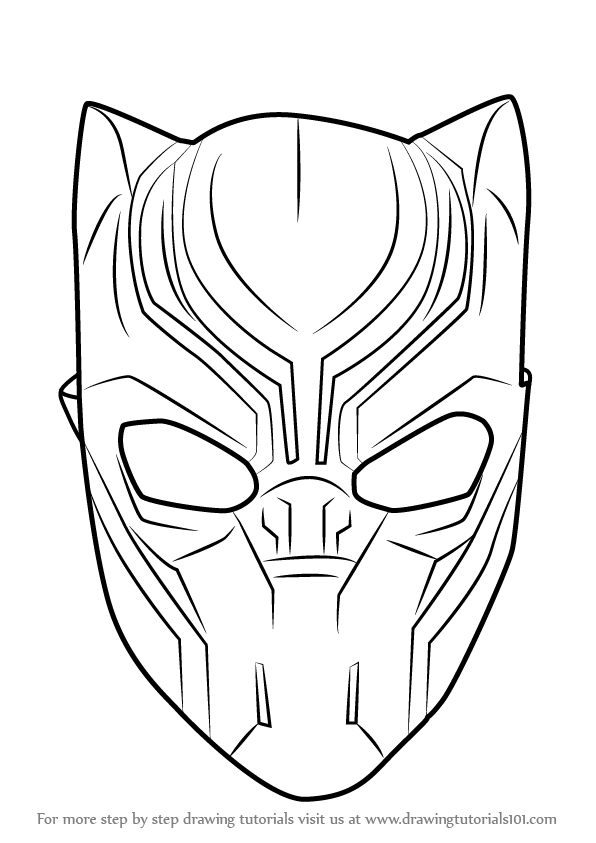 596x843 Learn How To Draw Black Panther Mask - Captain America Face Drawing