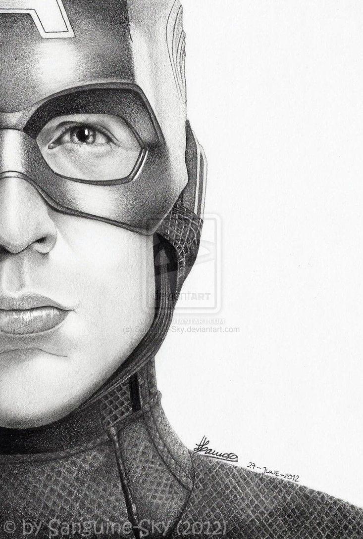 733x1090 The Avengers Half Series - Captain America Face Drawing