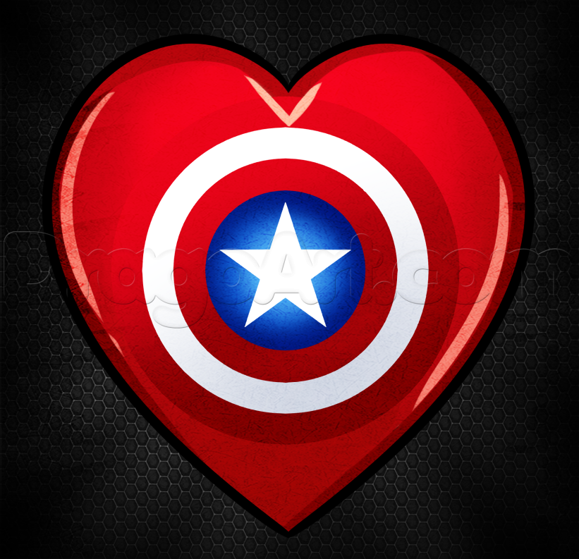 821x793 How To Draw A Captain America Heart, Step - Captain America Shield Drawing