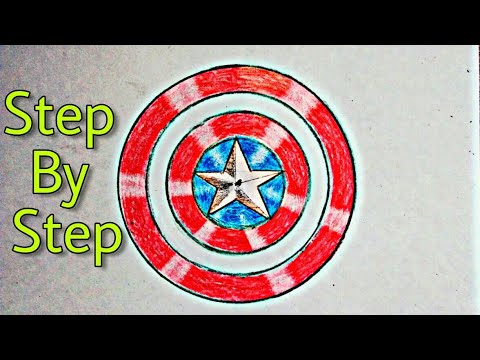 480x360 how to draw captain america's shield step - Captain America Shield Drawing
