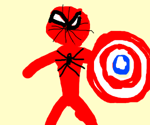 300x250 spiderman holding captain america's shield drawing - Captain America Shield Drawing