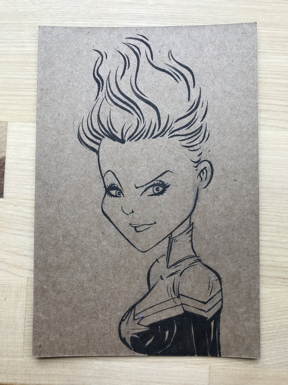 1000x1333 Captain Marvel Original Art Ink Drawing Anthony Wheeler Art - Captain Drawing