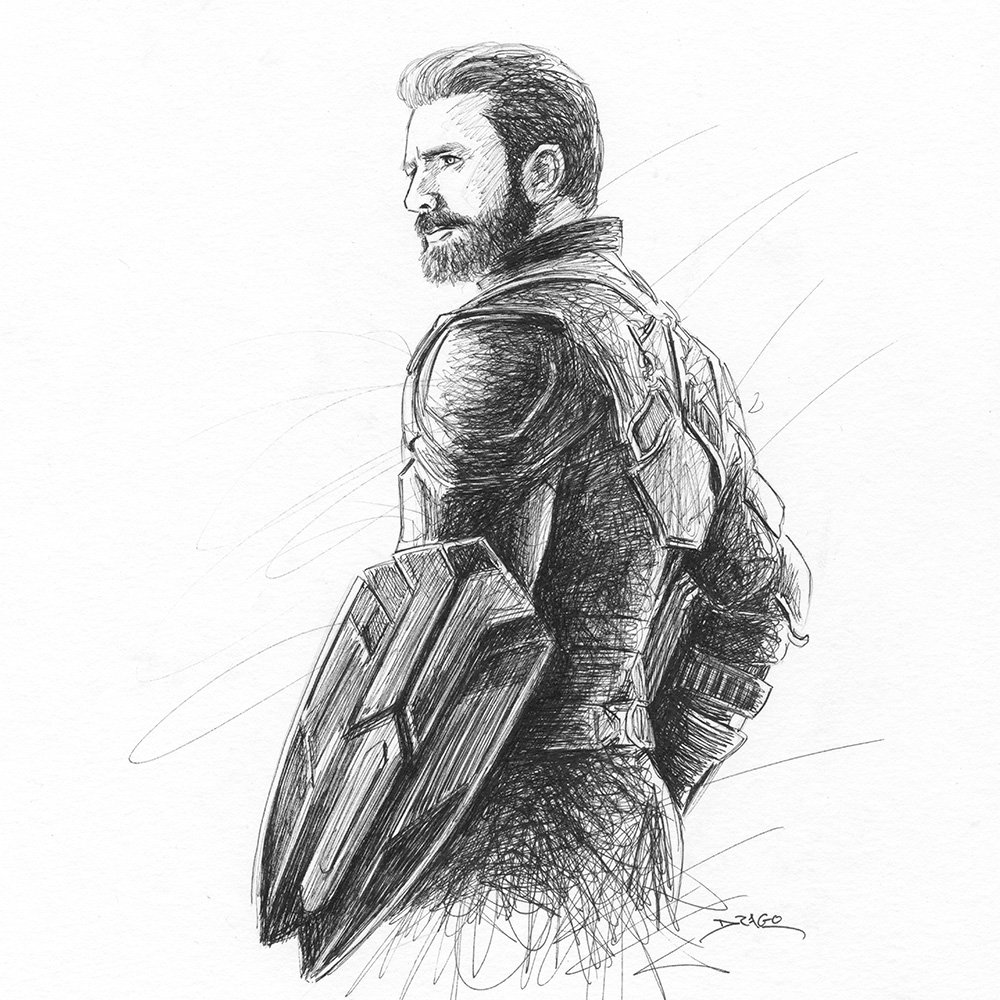 1000x1000 Captain America Doodle - Captain Drawing