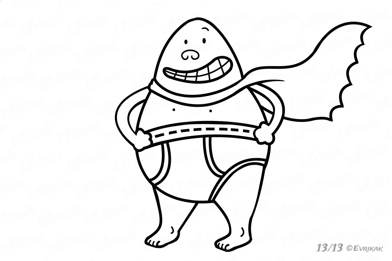 1300x867 how to draw captain underpants from the cartoon using a pencil - Captain Underpants Drawing